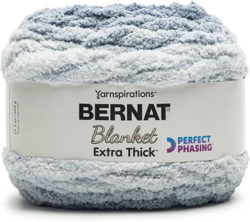 Miniatura 23 de Bernat - Hilo para manta extra grueso color niebla azul - 1 paquete de 21.12 oz/598.74 g - 100% poliéster - #7 Jumbo - 72 yardas - Hilo grueso