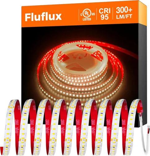 Tira de luces LED de 24 V 2835 3000 K, 300 + LM/FT, 16.4 pies, certificación UL, CRI95, cinta de luz de alta densidad de 160 LEDs/m, cortable,