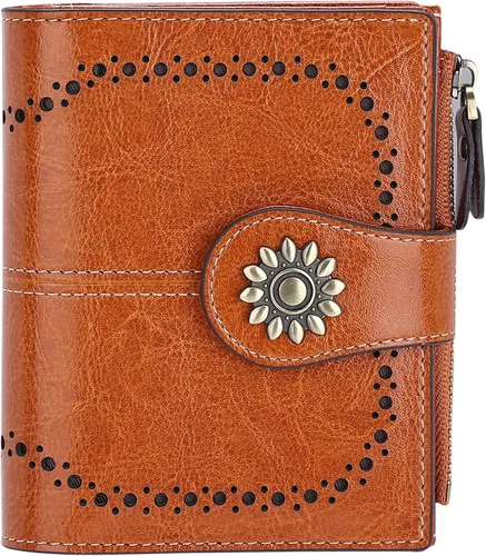 Miniatura 30 de Lavemi Cartera de Piel para Mujer Pequeña Compacta con Bloqueo RFID Estuche para Tarjetas de Crédito Monedero con Bolsillo con Cremallera Small
