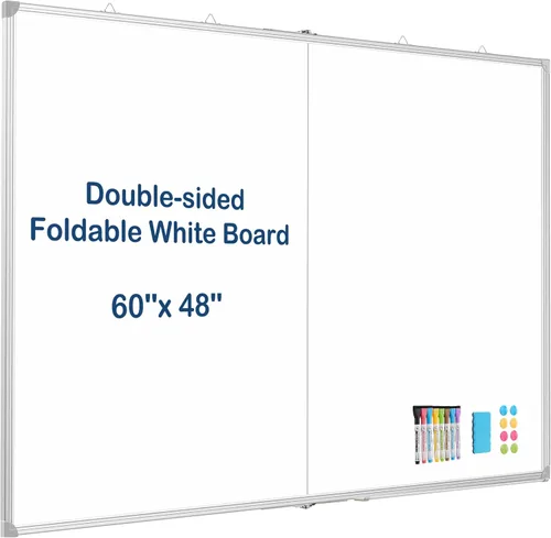 Miniatura 30 de Pizarra blanca de doble cara, marco de aluminio negro, pizarra magnética de borrado en seco de 24 x 18 pulgadas para pared, pizarra blanca montada