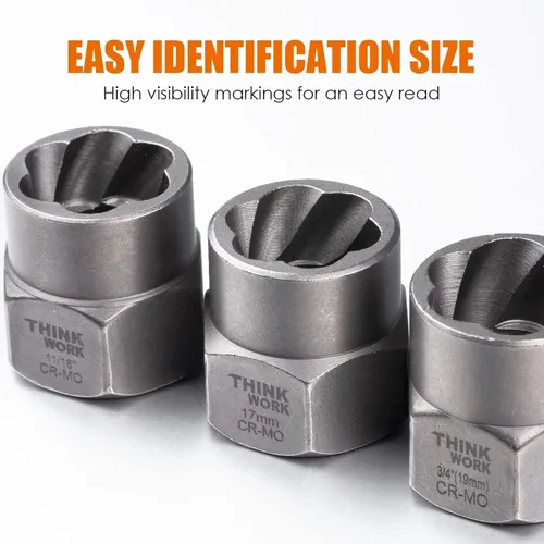 Miniatura 4 de THINKWORK Kit extractor de pernos, juego de 18 piezas de enchufes extractores de tuercas, removedor de pernos redondeados de 3/8 pulgadas