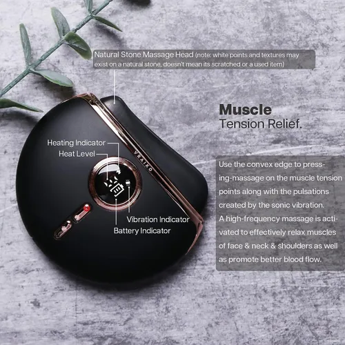 Miniatura 5 de VRAIKO Eclipse Gua Sha Herramientas faciales, masajeador facial eléctrico con 3 niveles de calor y vibración y batería de 1000 mAh, levantamiento