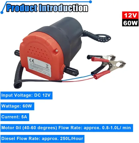 Miniatura 3 de Extractor de bomba de cambio de aceite, bomba de transferencia de fluidos de 12 V 60 W, extractor de bomba de aceite/diésel con manguera, cambiador
