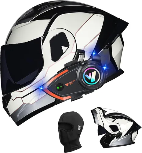 Miniatura 38 de Cascos de motocicleta para hombre, aprobado por DOT, casco de motocicleta de cara completa para adultos, casco de motocicleta con doble visera, D