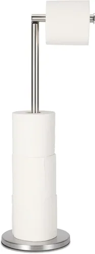 Soporte de papel higiénico, soporte de rollo de papel higiénico de acero inoxidable para baño, soporte de rollo de papel higiénico de pie (plateado)