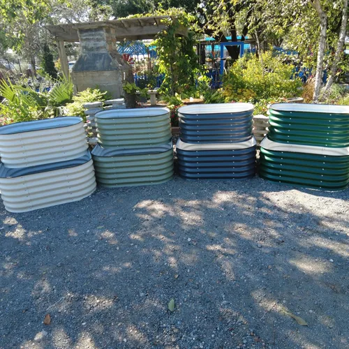 Miniatura 6 de Vego garden Jardinera elevada en cascada de metal galvanizado para verduras, hierbas y flores, verde británico