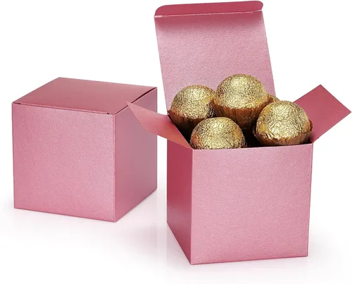Miniatura 28 de Quotidian Cajas de regalo plegables de papel perlado italiano vintage con purpurina y tapas, de 3 x 3 x 3 pulgadas (7.6 x 3.0 x 3.0 x 3.0 in)