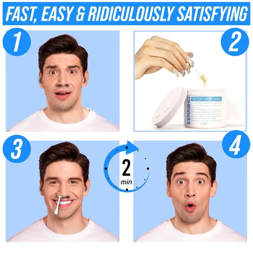 Miniatura 2 de KENASHII Kit de cera nasal 100 g de cera, 24 aplicadores Kit de depilación para hombres y mujeres Incluye toallitas bálsamo y protectores