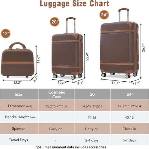 Miniatura 218 de Merax Equipaje, maleta extensible rígida con ruedas giratorias ligeras, Negro -, 40/48/52