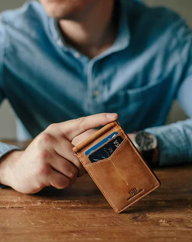 Miniatura 8 de Serman Brand RFID billetera de bloqueo Slim Bifold – cuero genuino minimalista bolsillo frontal carteras para hombres con clip para dinero, cartera