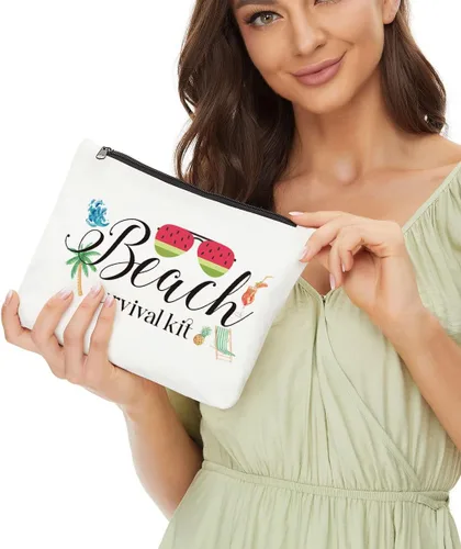Miniatura 4 de JIUWEIHU Bolsa de maquillaje de playa para verano, kit esencial de supervivencia, bolsa de regalo inspirador para mujeres, varios temas, bolsas
