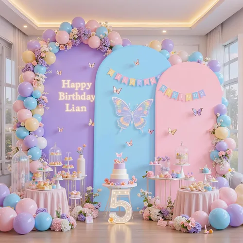 Miniatura 20 de Juego de 3 fundas elásticas para arco de arco iris de 6, 5, 4 pies, para arco de boda, juego de 3 fundas de elastano ajustadas, de tela azul
