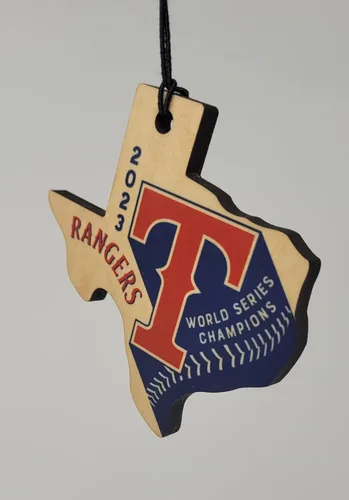 Miniatura 2 de Adorno de madera de Texas 2023 Serie Mundial de béisbol con forma de Texas