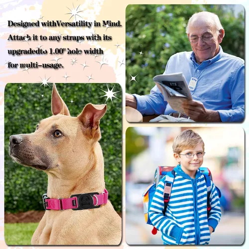Miniatura 6 de Paquete de 2 soportes impermeables para collar de perro AirTag compatibles con Apple AirTag, soporte de silicona oculto para Airtag Tracker, negro
