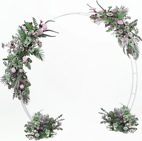 Miniatura 4 de Arco de metal para ceremonia, soporte de fondo redondo doble de 6.5 pies, soporte de arco de globo circular con base para decoración de bodas