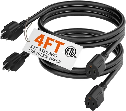 Miniatura 70 de HUANCHAIN Cable de extensión para interiores y exteriores, 50 pies, impermeable, calibre 16/3, flexible, resistente, cable de extensión para Amarillo