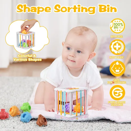 Miniatura 3 de Juguetes Montessori para bebés de 6 a 12 meses, 8 en 1, juguetes de baño sensoriales suaves para bebés, Montessori para niños de 1 año