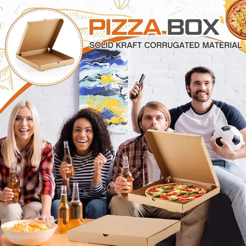 Miniatura 5 de Fullhawl 10 cajas de pizza de 14 x 14 pulgadas, caja de pizza corrugada marrón, resistente a la grasa, cajas de embalaje para tartas caseras