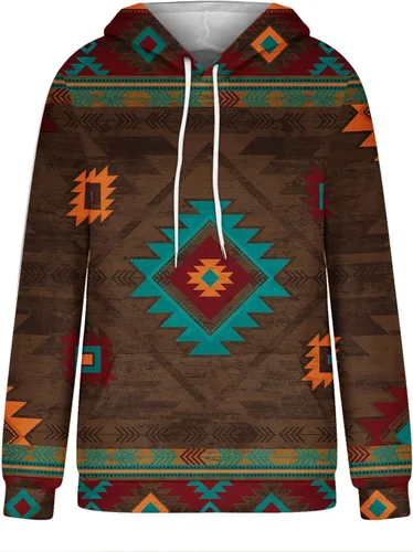 Miniatura 28 de Sudaderas con capucha azteca occidental para mujer, sudaderas de manga larga con gráficos vintage, camisetas de vaquera, ropa 2023