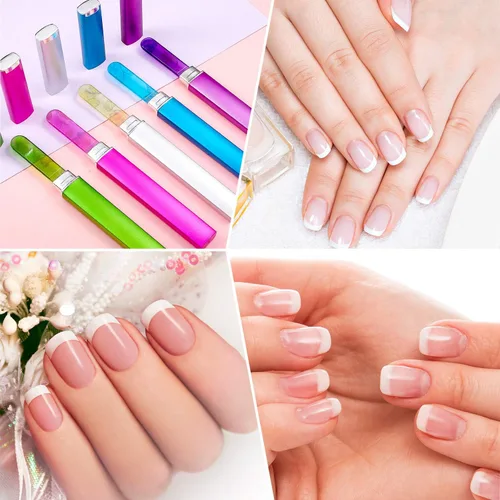 Miniatura 5 de Mudder Paquete de 5 limas de uñas de cristal con estuche para mujer, lima de uñas de cristal de doble cara para uñas naturales, cuidado de manicura