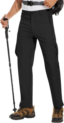 PULI Pantalones de senderismo elásticos para hombre con 5 bolsillos, impermeables, ajustados, para golf, casual, viajes, trabajo, para hombre