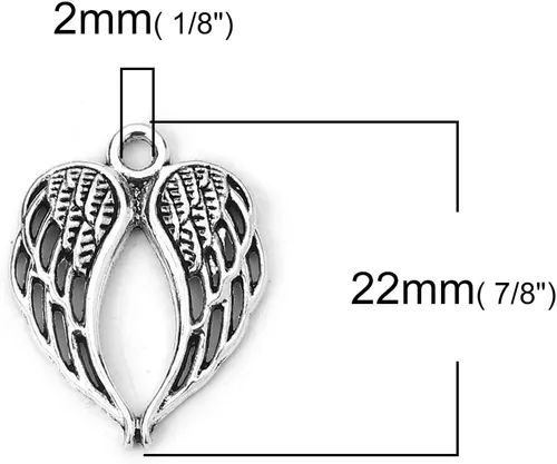 Miniatura 4 de JGFinds Dije de alas de ángel – Paquete de 48 unidades de tono plateado antiguo para suministros de fabricación de joyas de bricolaje; pequeñas alas