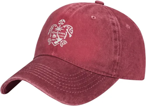 Miniatura 2 de Guam - Gorra de béisbol de algodón lavado con diseño de tortuga, color negro, unisex, ajustable Rojo