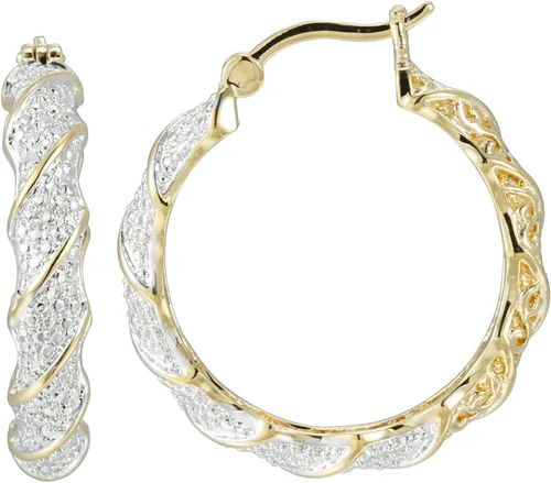 Amazon Essentials Pendientes de aro trenzados de bronce chapado con diamantes (anteriormente colección Amazon)