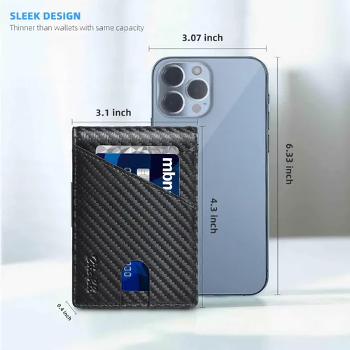 Miniatura 77 de Zitahli - Billeteras delgadas RFID para hombres, billetera de cuero flexible con clip de dinero, cartera minimalista con bolsillo frontal