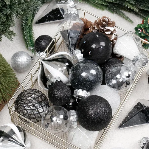 Miniatura 3 de Juego de Adornos de Bolas de Navidad, 34 piezas de adornos de Navidad de plástico transparente irrompibles para decoración colgante del árbol