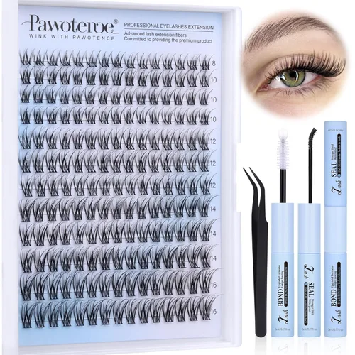 Miniatura 22 de Extensiones de pestañas Pawotence, racimos de 280 piezas, pestañas individuales en racimo, extensiones de pestañas 50D, mezcla de 9-16 mm, racimos