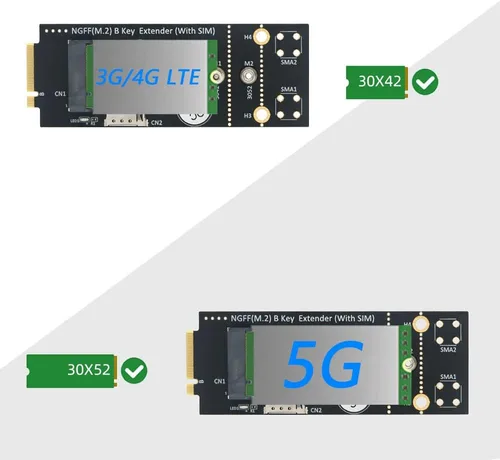 Miniatura 4 de HLT M.2 (NGFF) Adaptador de llave B con tarjeta SIM para módulo 3G/4G/5G