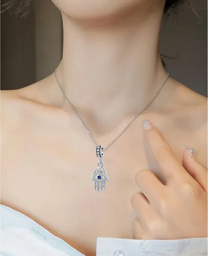 Miniatura 6 de NARTGO Amuleto de mano Hamsa de mal de ojo azul de buena suerte, compatible con pulseras Pandora