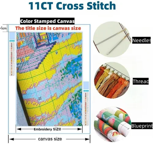 Miniatura 2 de Kits de punto de cruz estampados para manualidades, huevos de conejo de Pascua para principiantes, fácil de 11 quilates, bordado de punto de cruz