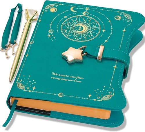 Miniatura 11 de Hoci Poci Agenda con candado y llaves para niñas, ideas de regalo para niñas, diario de 360 páginas con bordes dorados para mujeres, cuaderno