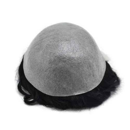 Miniatura 3 de Tupé para el cabello para hombres 100% humano europeo todo V-loop Craft 0.001-0.002 in sistemas de reemplazo de pelo de piel ultra fina para hombre