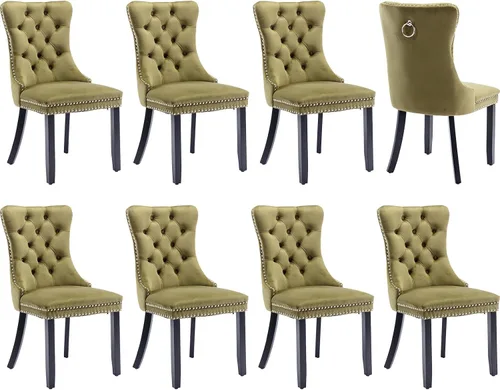 Miniatura 37 de Juego de 2 sillas de comedor modernas, sillas de comedor tapizadas acolchadas con patas de madera maciza, silla de cocina de tela de lino beige