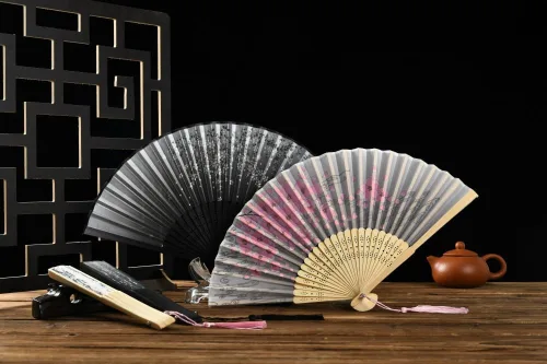 Miniatura 6 de HUNANBANG 4 abanicos de mano plegables de bambú oriental, solo para adultos, regalo de boda, recuerdos de fiesta, decoración de bricolaje