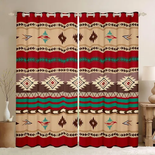 Miniatura 50 de Cortinas opacas de estilo bohemio occidental de 76 x 45 pulgadas, cortinas y cortinas de atrapasueños de vaca, cortinas del suroeste, cortinas