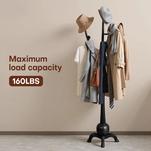 Miniatura 6 de Perchero de Pie de Madera Resistente con 8 Ganchos, Diseño Único con Aspecto de Rama de Árbol, Perchero de Árbol Premium para Colgar Ropa con Base