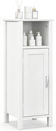 Miniatura 8 de COSTWAY Bathroom Storage Cabinet, Freestanding Narrow Storage Organizer with Open Shelf & Adjustable Shelf, Small Slim Floor Cabinet for Bathroom