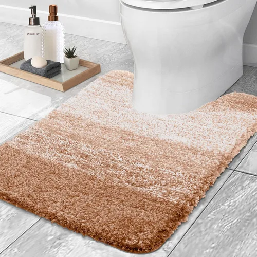 Miniatura 3 de OLANLY Alfombra de baño y inodoro en forma de U, tamaño 59 x 20 pulgadas, tamaño de alfombra de inodoro de 24 x 20 pulgadas, color beige, paquete