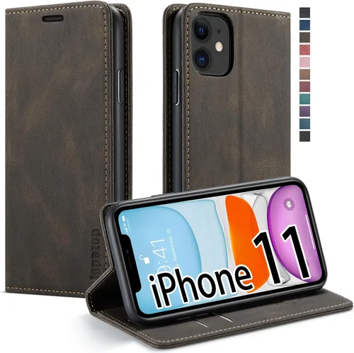 Miniatura 16 de japezop Funda compatible con iPhone 11, iPhone 11 con bloqueo RFID, soporte de tarjetero, funda de cuero con tapa para iPhone 11 de 6.1 pulgadas