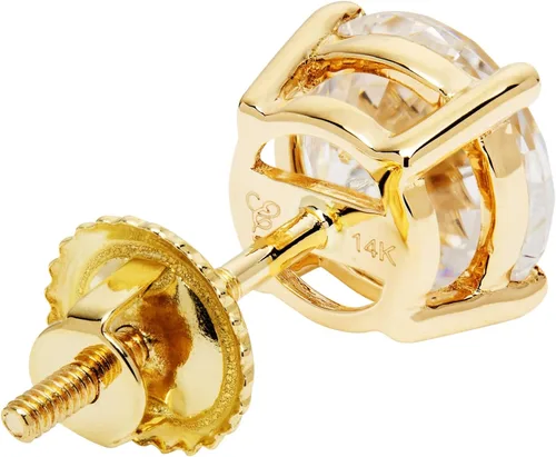 Miniatura 5 de Aretes de oro macizo de 14 quilates Redondos, peras, ovalados, cojín, esmeralda, princesa y corazón Postes de rosca 0.50 a 4.0 CTW Con caja