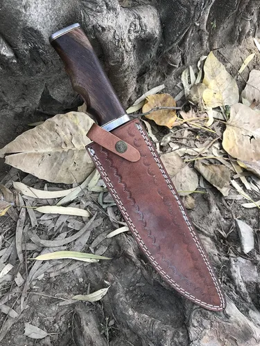 Miniatura 8 de RG-22 Cuchillo de caza hecho a mano de acero de Damasco de 13.5 pulgadas - Mango de madera exótica Marindi