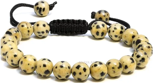 Miniatura 92 de Adjustable Crystal Bracelet – Gemstone Bead Bracelet with Adjustable Macrame String – Chic Gemstone Bracelet for Men and Women – 8mm Round Healing