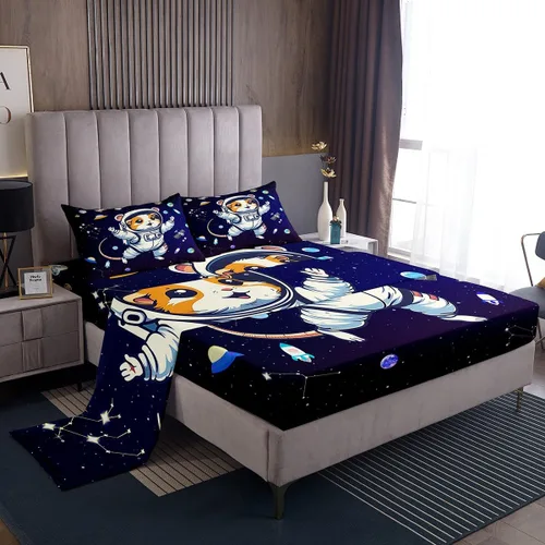 Miniatura 9 de Castle Fairy Juego de Sábanas de Astronauta para Niños, Juego de Sábanas del Espacio de Galaxia Misteriosa, Juegos de Sábanas de Decoración