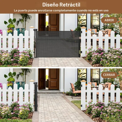 Miniatura 4 de Puerta retráctil para exteriores resistente a la intemperie para perros con tornillos y varillas de acero inoxidable que no se oxidan, puertas