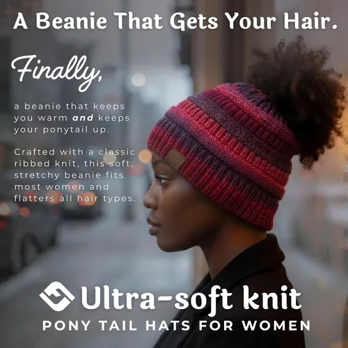 Miniatura 103 de Funky Junque - Gorro para mujer con ranura para cola de caballo