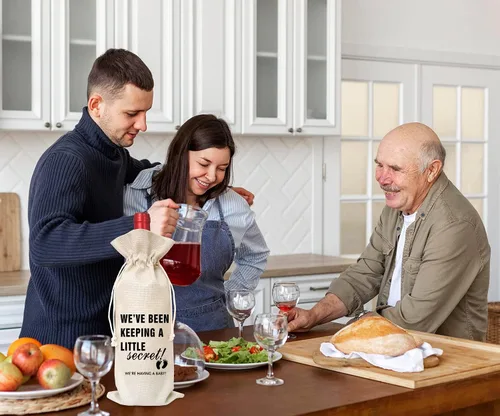 Miniatura 5 de Bolsa de vino de regalo de anuncio de embarazo (1 pieza), regalos para mejores amigos, colegas, padres, madres, tíos, tías, abuelos, abuelas